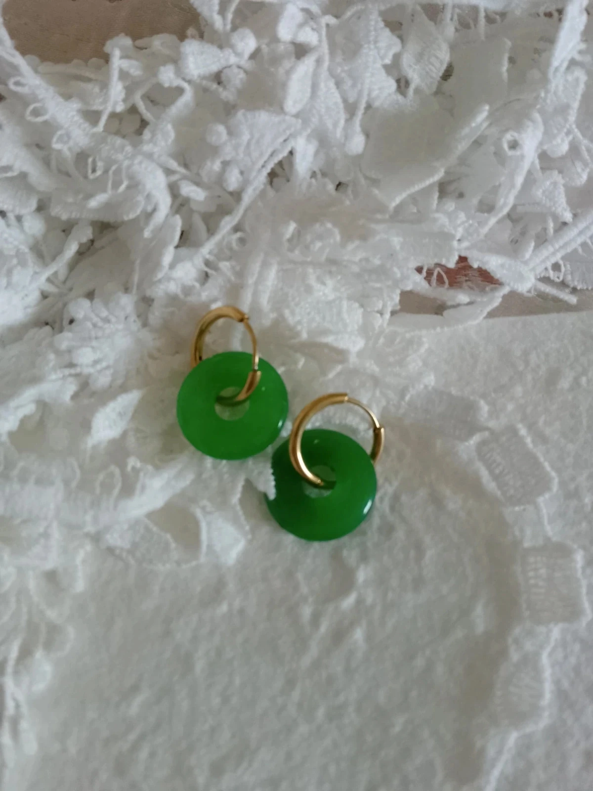 Créoles pierres d'agate verte